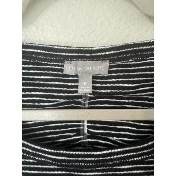 T by Talbots Black and White Striped Cap Sleep Shirt Size Small - Picture 2 of 6